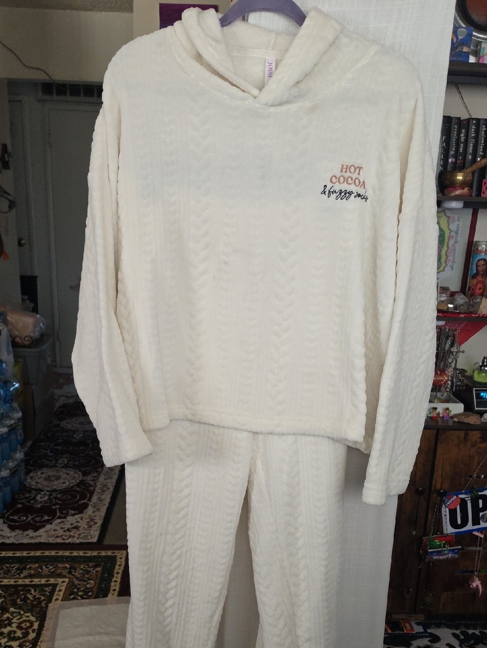 Cozy Cream 'Hot Cocoa' Hooded Pajama Set